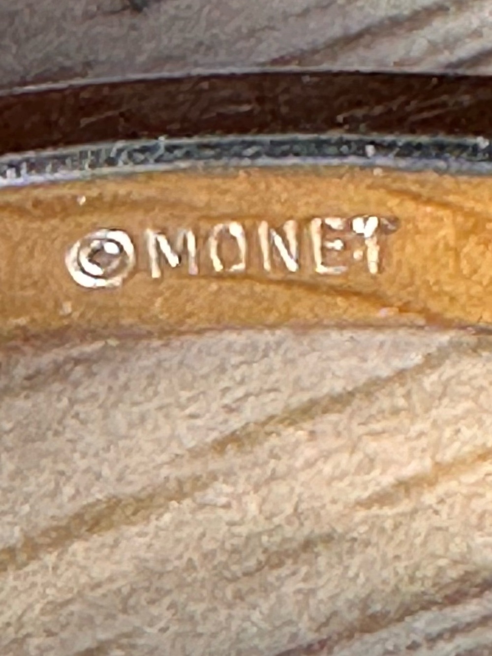 Vintage Monet Gold-Tone Black Enamel Bangle Bracelet - Picture 2 of 2